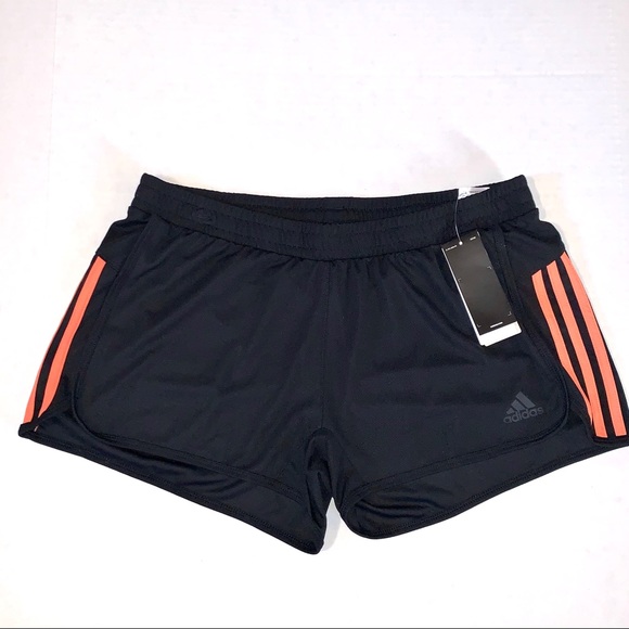 ADIDAS Women Black Orange Climalite Running Shorts - Picture 2 of 6